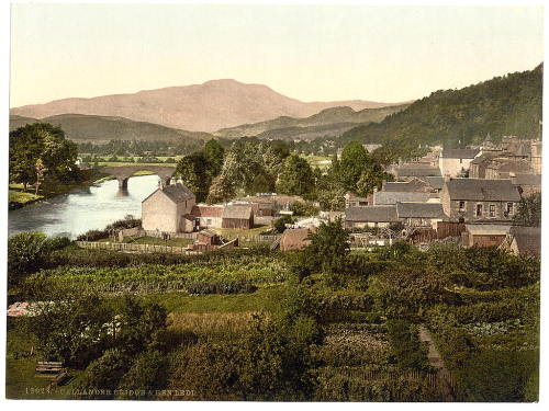 Photochrom prints of Callander (Scotland, c. 1890 - c. 1900): general view; mountain of Ben Ledi; Br