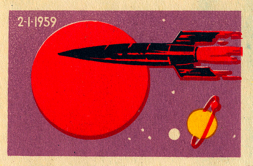 susfu:  Vintage matchboxes celebrating the 1957 launching of Sputnik in USSR. 