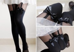 bombisbomb:  Faux Suspender Bow Tights Ů.79