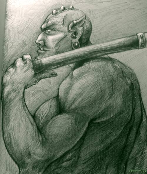 An orc doodle, and then some concept work for a dildo.  This was started with a buddy in late 2011/e