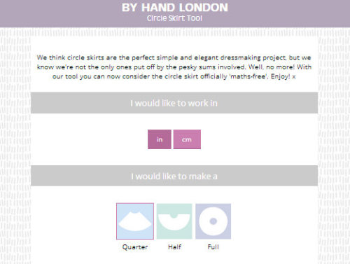 truebluemeandyou:DIY New Circle Skirt App from By Hand London here. The actual app is here. What I