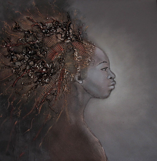 fyblackwomenart:  Ritratto di profilo  by Cristina Pagani Arte