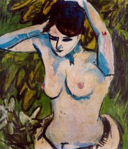 dianelikesart:  jes68:  Ernst Ludwig Kirchner (1880-1938), Nude with Raised Arms, 1910.  !!!!! 