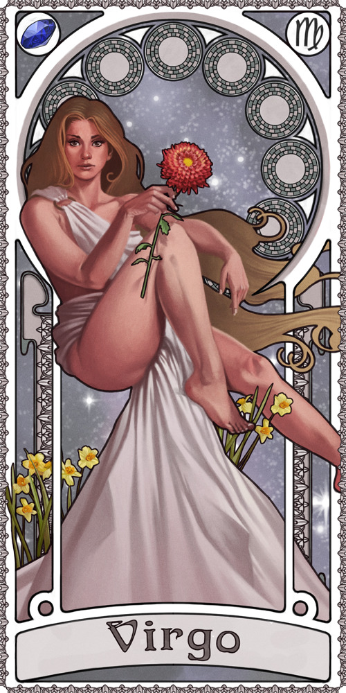 Virgo
eighth of the twelve illustrations i made for my solo show titled ‘Zodiac’.
i choose this theme and this style as a tribute to one of my all time favorite artists Alphonse Mucha and all the Art Nouveau genre.
..and there’s a little bit of an...