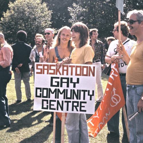 “Saskatoon Gay Community Centre,” Doug Wilson (left) and his lover; Toronto Gay Pride, A