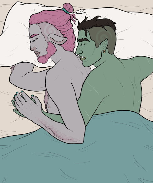 fridaseyebrow:Caduceus starts putting his hair up when he goes to bed so that Fjord doesn’t inhale i