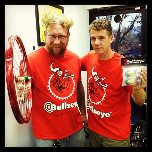 planetbmx:  Sporting some new Bullseye tee’s along with some Rasta hubs and wheels! Thanks Bullseye 