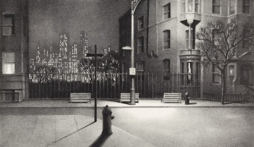 urgetocreate: Stow Wengenroth (1906-1978), New York Nocturne (S.146), Lithograph, 1945