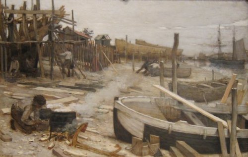 Jean-Charles Cazin - The Boatyard (1875)