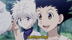 A Series Of People Smiling At Gon And Killua While They Do Cute Shit