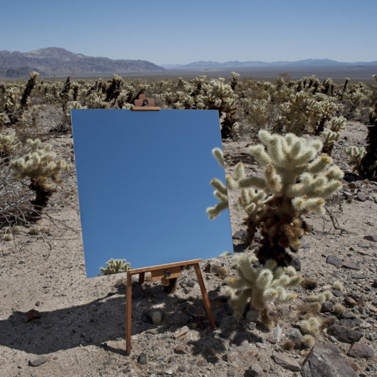 asylum-art:  Photographs of Mirrors on Easels that Look Like Paintings in the Desert