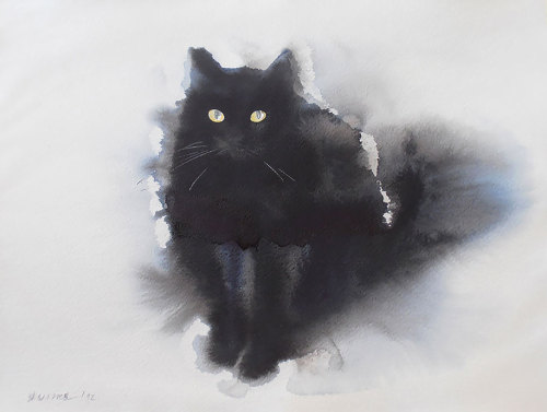 asylum-art: Spooky Watercolor And Ink Cats Flowing Onto Canvas By Endre Penovác                Artis