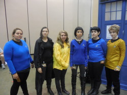 asingle-dream:  Our Star Trek photos from Hamacon 4! I’m the fem!Khan. We ran into an awesome Kirk and Spock, and even did a kind of skit. I’ll upload some more pictures later. And yes, I am part of the group that built the TARDIS.
