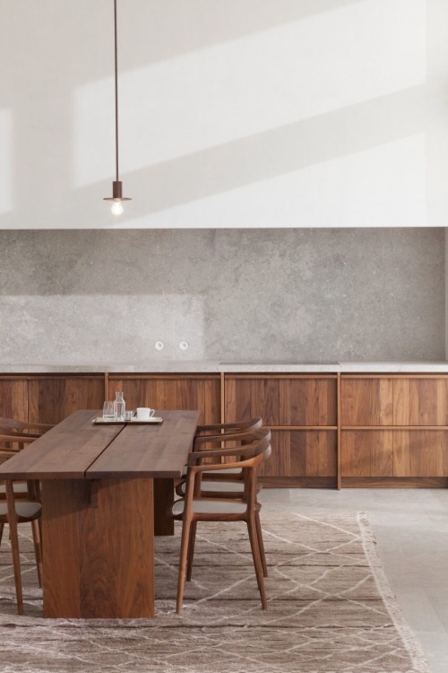 roomonfire-good-design:  Walnut and stone feature throughout this penthouse apartment by Belgian pra