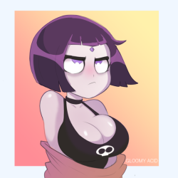 gloomyacid:  “im not taking this off until you look away!!” raven in a swimsuit^^ 