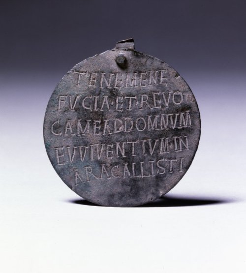 Ancient Roman Dogtag,Inscription Reads: “Hold me if I am lost and return me to my master Viven