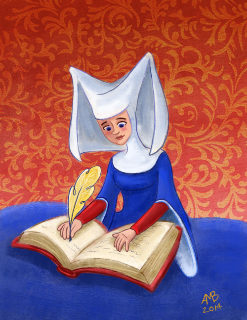 coolchicksfromhistory:Christine de Pizan (1364- circa 1430)Art by April Babcock (tumblr)Christine de