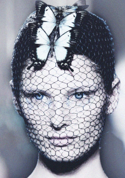 deprincessed:  The Butterfly Effect: Ava Smith wears a mesh face mask along with a dazzling butterfly headpiece at Giambattista Valli Haute Couture Fall/Winter 2012 
