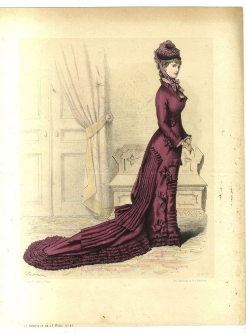 shewhoworshipscarlin:Fashion plate, 1880s.