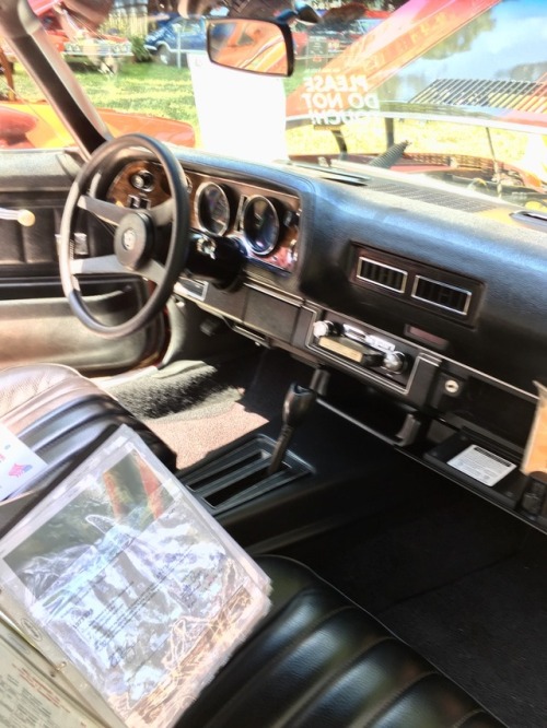 1973 Z/28 with a 350 and 245 horsepower. This car has a 3-speed automatic. The owner’s placard