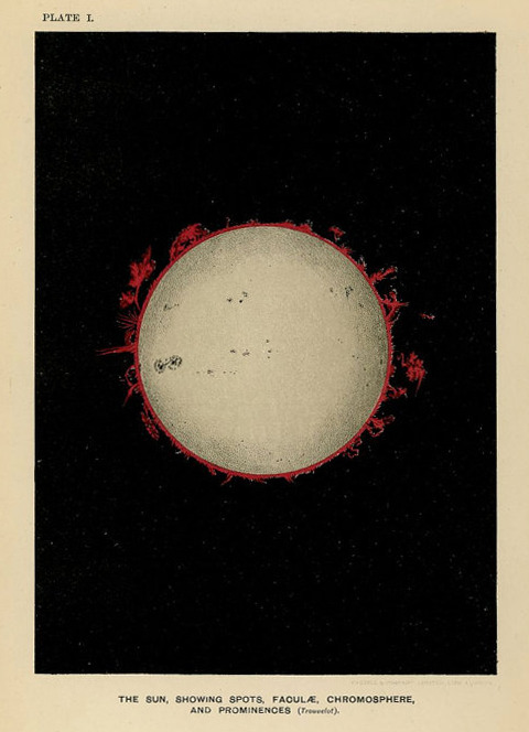 retrofutureground: Lithograph published in London in 1897 it hails from a celestial book about the story of the sun. Étienne Léopold Trouvelot 