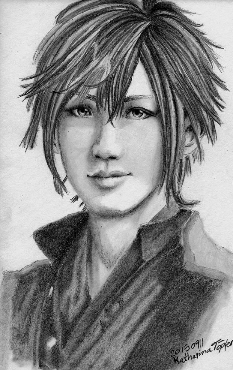 yukimuraruki-art: Size: A4Medium: PencilsSeries: (Musical) HakuoukiCharacter: Okita Souji (Hirose Da