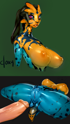 incaseart:  darkdoxy:  I made my own version of Incase’s Puazi race thinger. This one is a more literal translation of the source material (poison frog)  I prefer the way he does the horns. Damn it. 