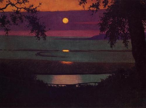 Félix Vallotton - Sunset at Grace, Orange and Violet Sky (1918)