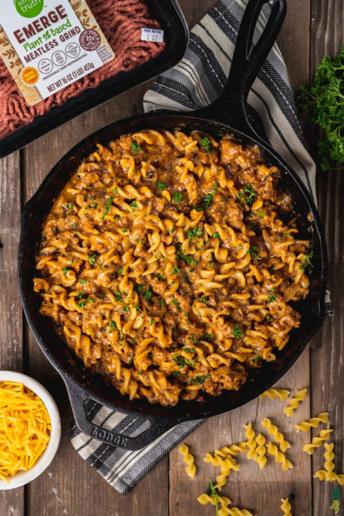 One Pot Vegan Hamburger Helper (Cheeseburger Pasta) / Recipe