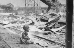 sixpenceee:THE SHANGHAI BABY The Second Sino-Japanese War began in July 1937. Japan announced they were going to bomb the Shanghai’s Whampoo River.  On August 28, 1937, and news teams gathered to capture the event. The bombers didn’t hit the Chinese