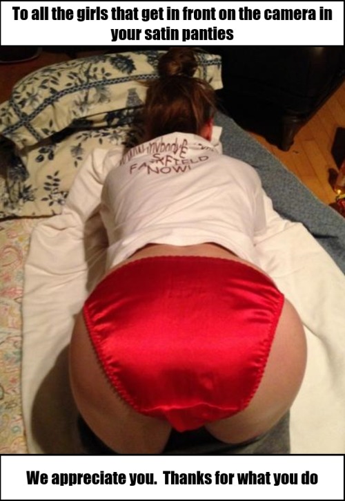 satinbandit:We love your work.  Keep giving us those great pictures in your satin panties.  