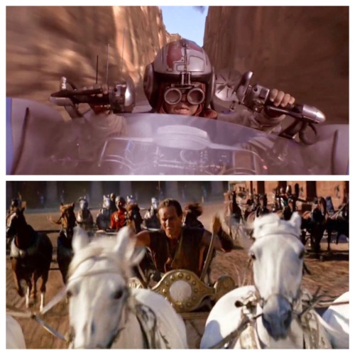 starwarsringtheory:Now THIS is chariot racing! The Phantom Menace (1999). Ben-Hur (1959).