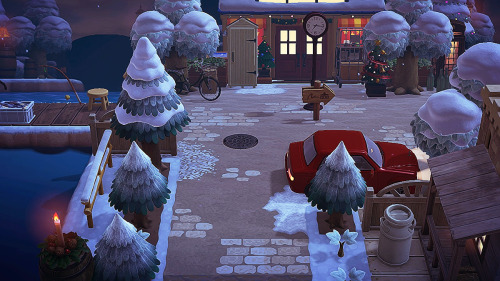 So I’ve winter-fied the entrance and switched nooks wheat field for a christmas tree farm & I’m 