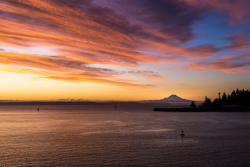 Looking towards Mt. Rainer as we exit Eagle Harbor. The sky this morning was amazing!