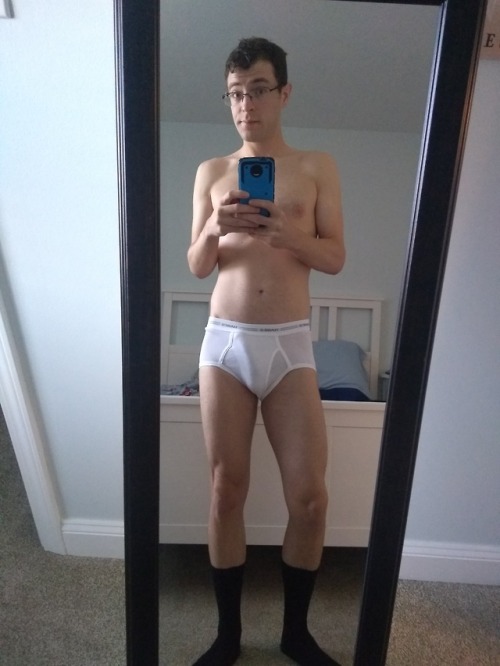 bikinithonglover:  White Hanes and socks. And a nice cock, wouldn’t you say… Reminder I do sell briefs to those who are interested.