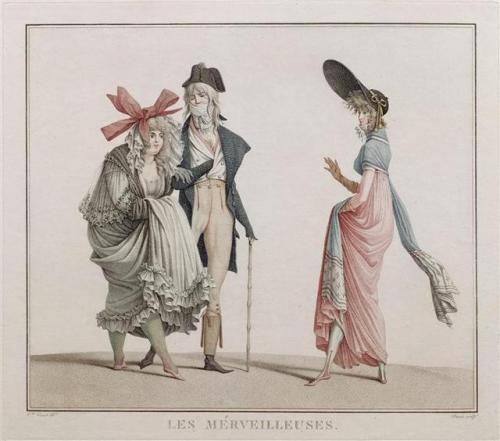 history-of-fashion:Satirical etchings about incroyables and merveilleuses1. 1797 Anonymous - Café de