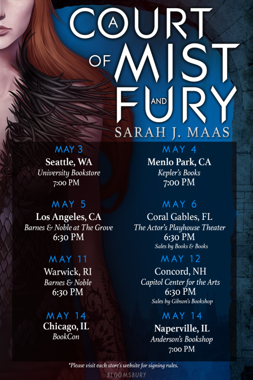 sjmaas: worldofsarahjmaas:  We’ll see you on @sjmaas‘s US tour for A COURT OF MIST AND F