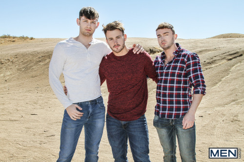 jakeashford:  Jake Ashford is let go by the authorities in order to help track down Trevor and Jacob. The three outlaws strip down in the desert and get it on as they may never have another chance. Jake takes Trevor’s cock in his mouth as Jacob preps