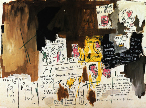 artist-basquiat:Skin Head Wig, 1983, Jean-Michel BasquiatMedium: acrylic,charcoal,crayon,pastel,penc