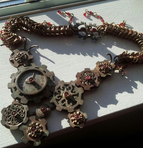 Some of my favorite jewelry pieces from my highschool days.  The gear necklace landed me first place in a state metal smithing competition my senior year.  Ah, nostalgia.  Just sharing another side of my artistic love.