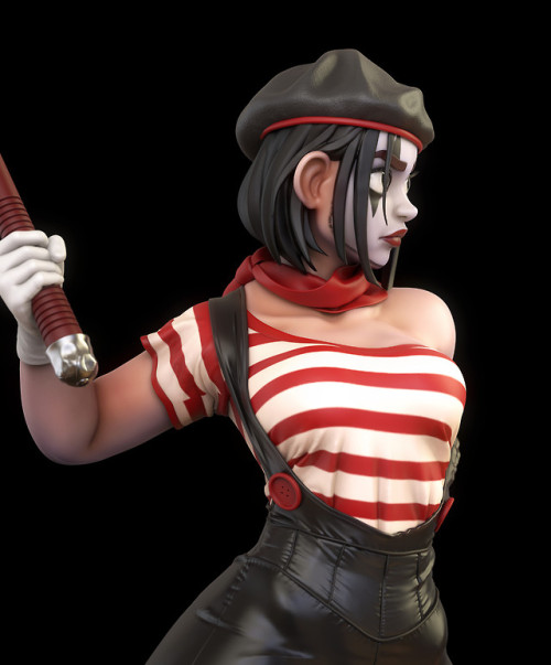 pinuparena: “ My latest Beatdown girl, Diabolo! She’s an angry nunchuk wielding mime artist and she’