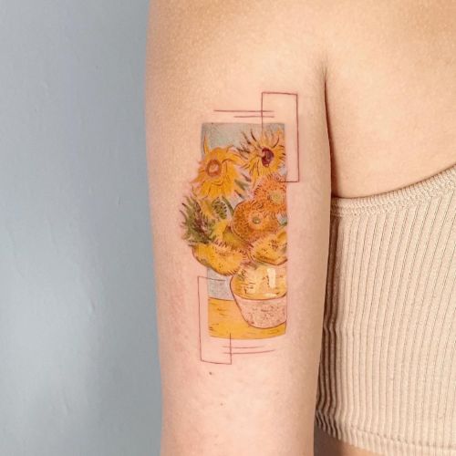 Tattoo tagged with: flower, splatter, van gogh 