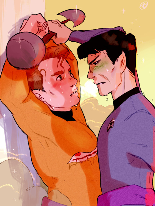 toastybumblebee: HB to my favorite star trek episode aka that time Spock and Kirk got laid in front 