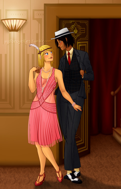 aaaaaannd it’s finally done! 1920s AU YUMIKURI cause i’m all about doing 20s things. Historia in a flapper dress and Ymir in a cool ass suit. The background has a lot of Art Déco references to match the whole 1920s aura. It took me over a