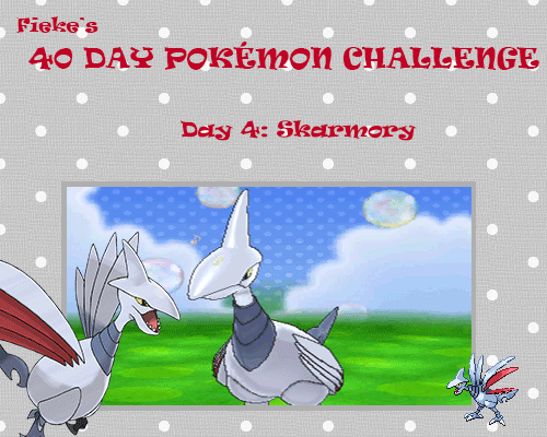 it-started-to-rain:  Fieke's 40 Day Pokémon Challenge | Day 4 Favorite Pokémon that cannot evolve (no Legendary): Skarmory Powerful, awesome steel bird.Gif credit: x