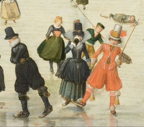 history-of-fashion:ab. 1620 Hendrick Avercamp - Winter Scene on a Frozen Canal(Los Angeles County Mu