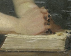 caravaggista:  Sir Lawrence Alma-Tadema, Mary Magdalene, detail (1846-1854). Rijksmuseum.