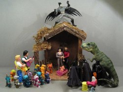 itsagrapplinghook:  Now that’s what I call a nativity scene!   NERD NATIVITY!! This would be the only way I&rsquo;d that shit at home, with a few adjustments for my tastes of course.
