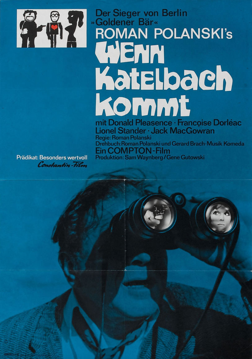 German poster for CUL-DE-SAC (Roman Polanski, UK, 1966)
Designer: unknown (after Jan Lenica)
Poster source: Heritage Auctions
