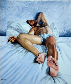 antonio-m:“Reclining male nude” by Bastiaan Mol (1954–present). Dutch painter.